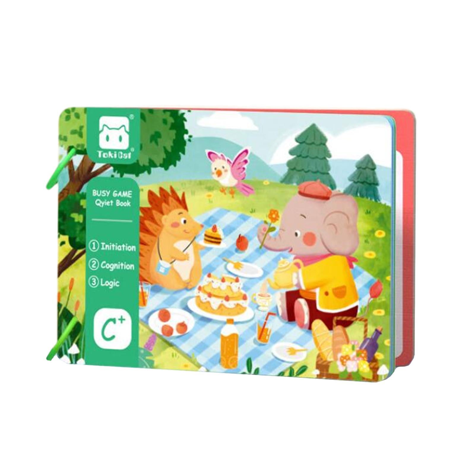 Baby Early Education Tear Book Portable Sensory Toy Interactive Sticker Book elephant