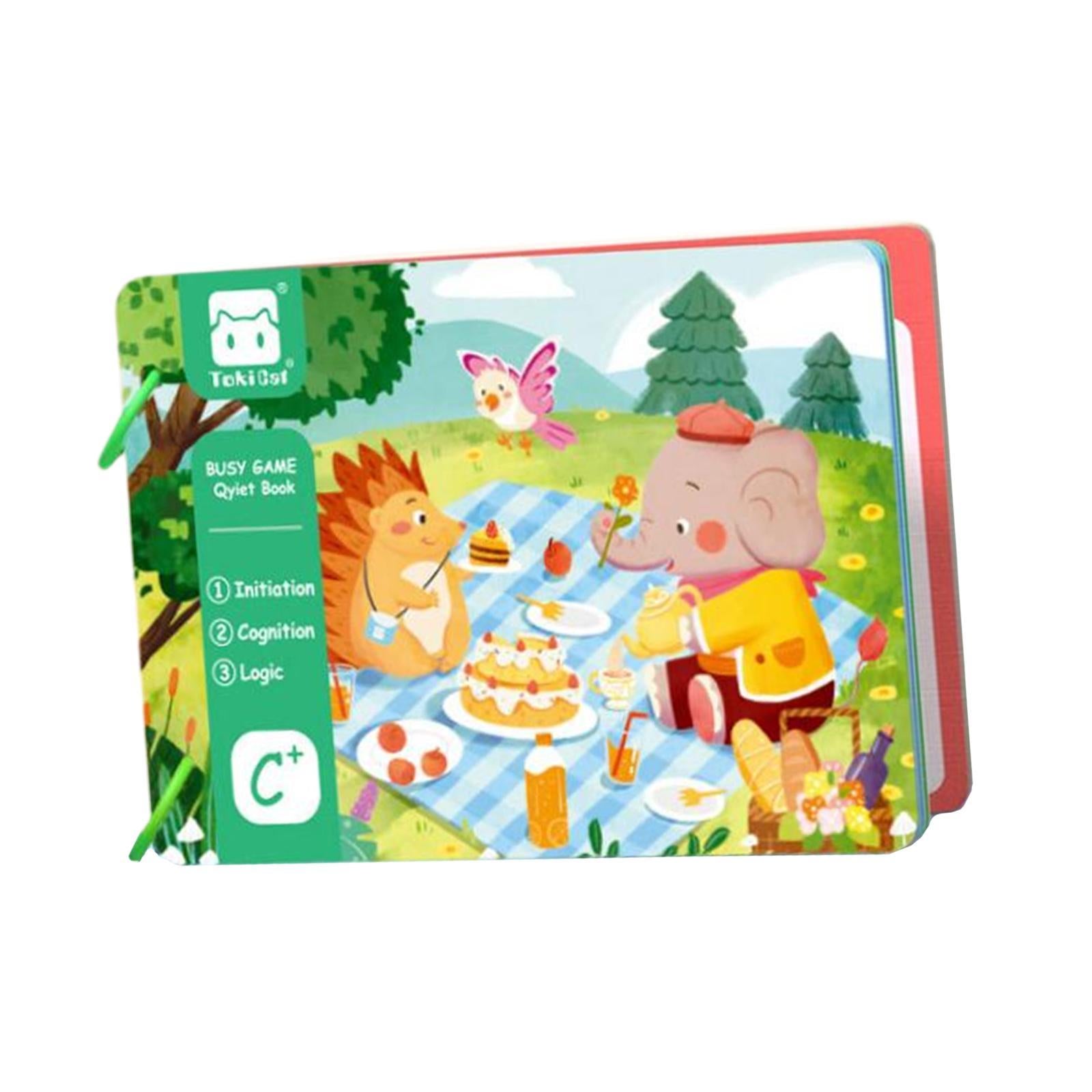 Baby Early Education Tear Book Portable Sensory Toy Interactive Sticker Book elephant