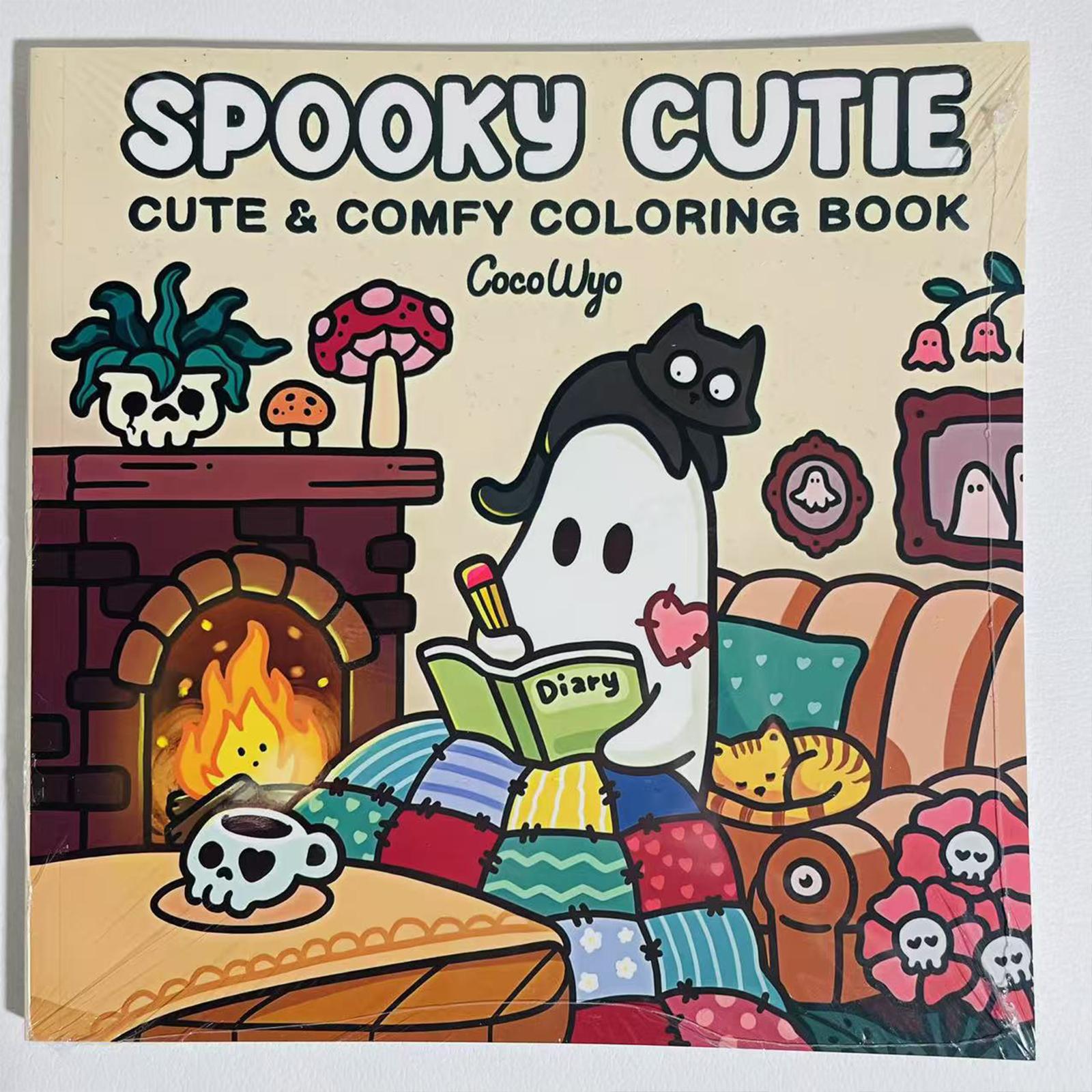 Coloring Book 21x21cm Portable Travel Toy for Birthday Holiday Anniversaries spooky cutie