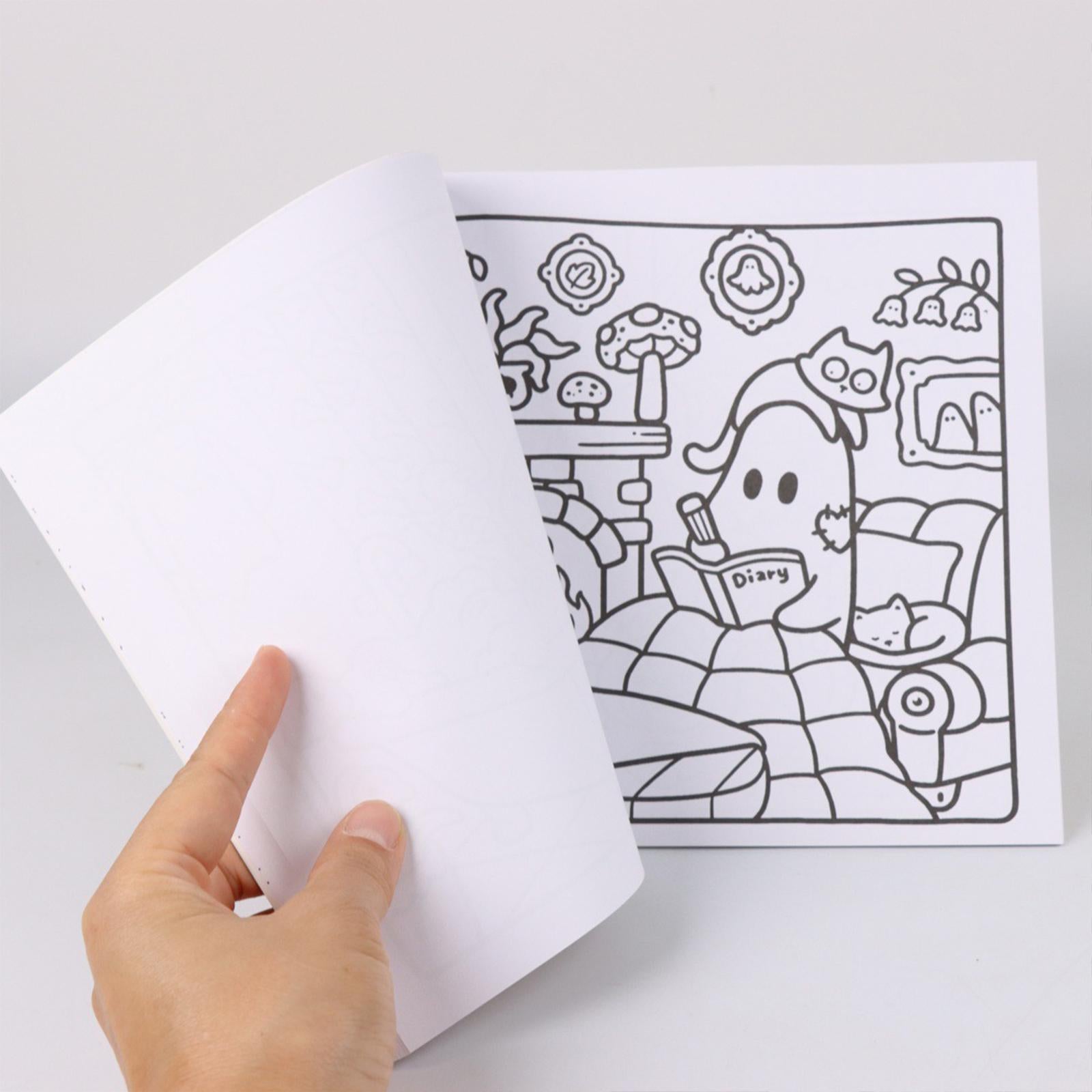 Coloring Book 21x21cm Portable Travel Toy for Birthday Holiday Anniversaries spooky cutie