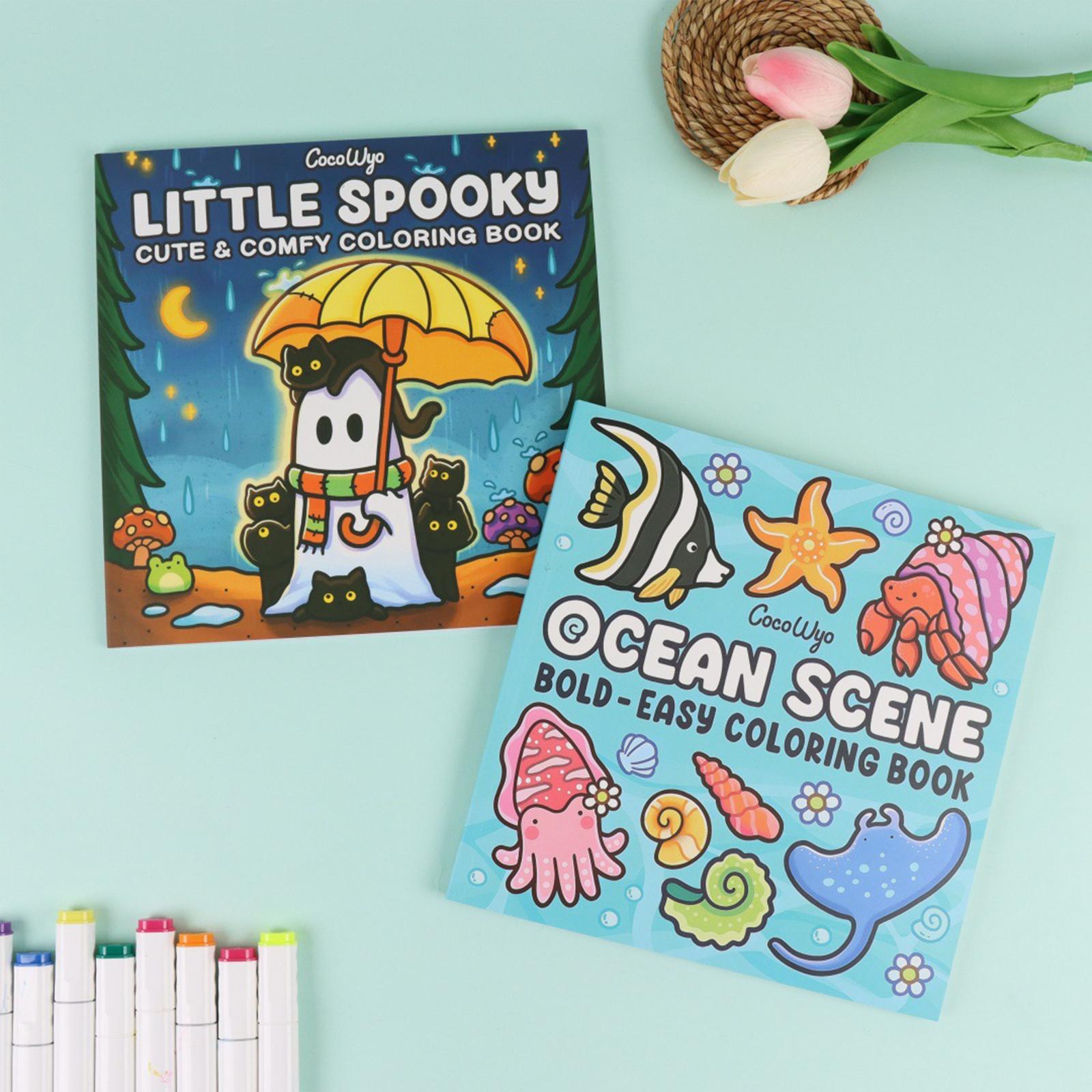 Coloring Book 21x21cm Portable Travel Toy for Birthday Holiday Anniversaries little spooky