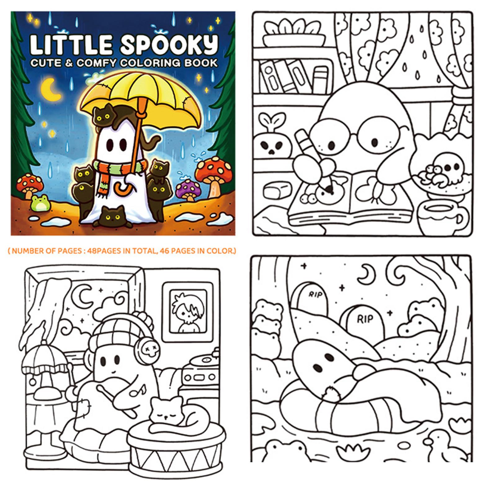 Coloring Book 21x21cm Portable Travel Toy for Birthday Holiday Anniversaries little spooky