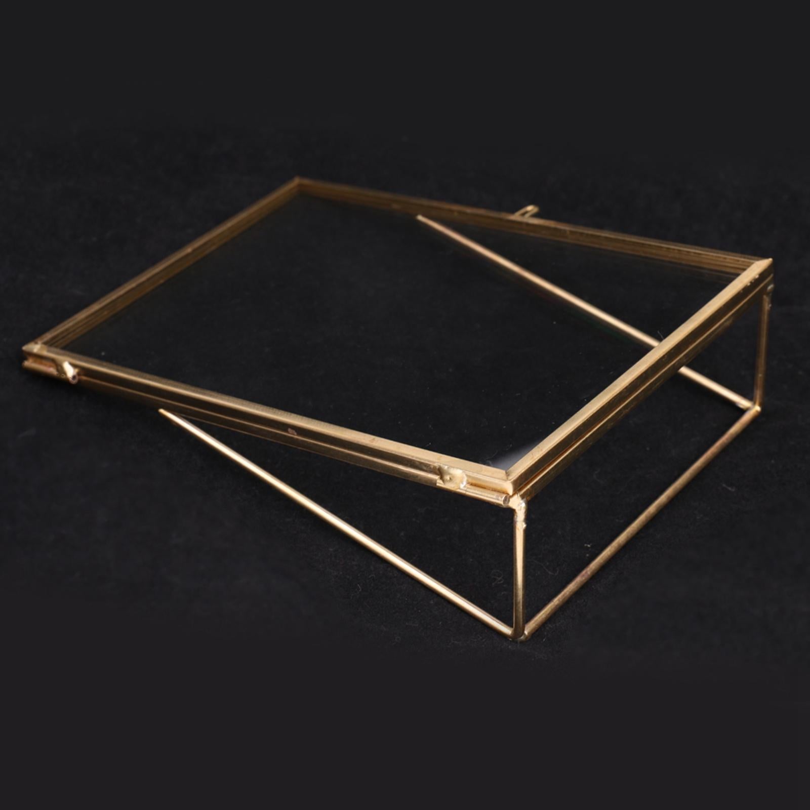 2pcs Antique Gold Brass Glass Photo Picture Frame Portrait Home Decor 4x6in