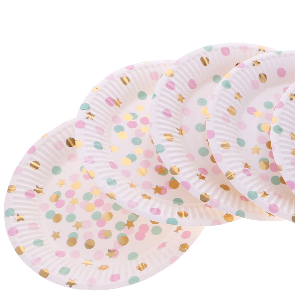30pcs Polka Dots Paper Plates Birthday Wedding Bouquet Table Decoration