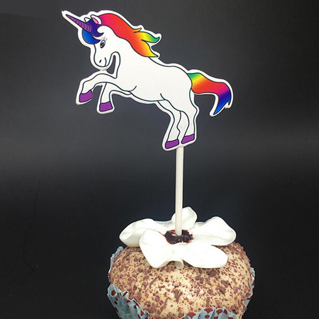 34pcs Set Unicorn Cupcake Picks Cake Topper Food Picks for Kids Party