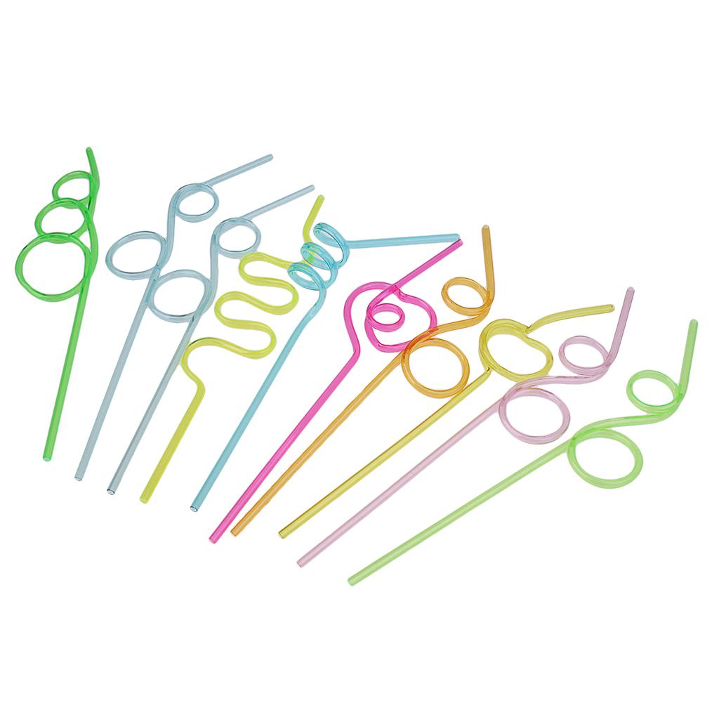 20 Pieces Crazy Curly Drinking Straws Wiggle Twisty Kids Party Bag Fillers