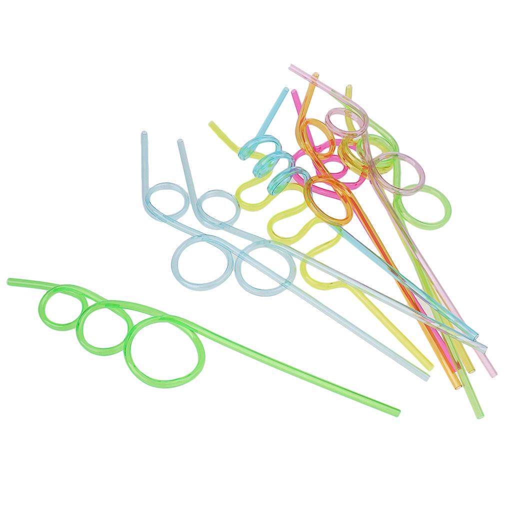 20 Pieces Crazy Curly Drinking Straws Wiggle Twisty Kids Party Bag Fillers