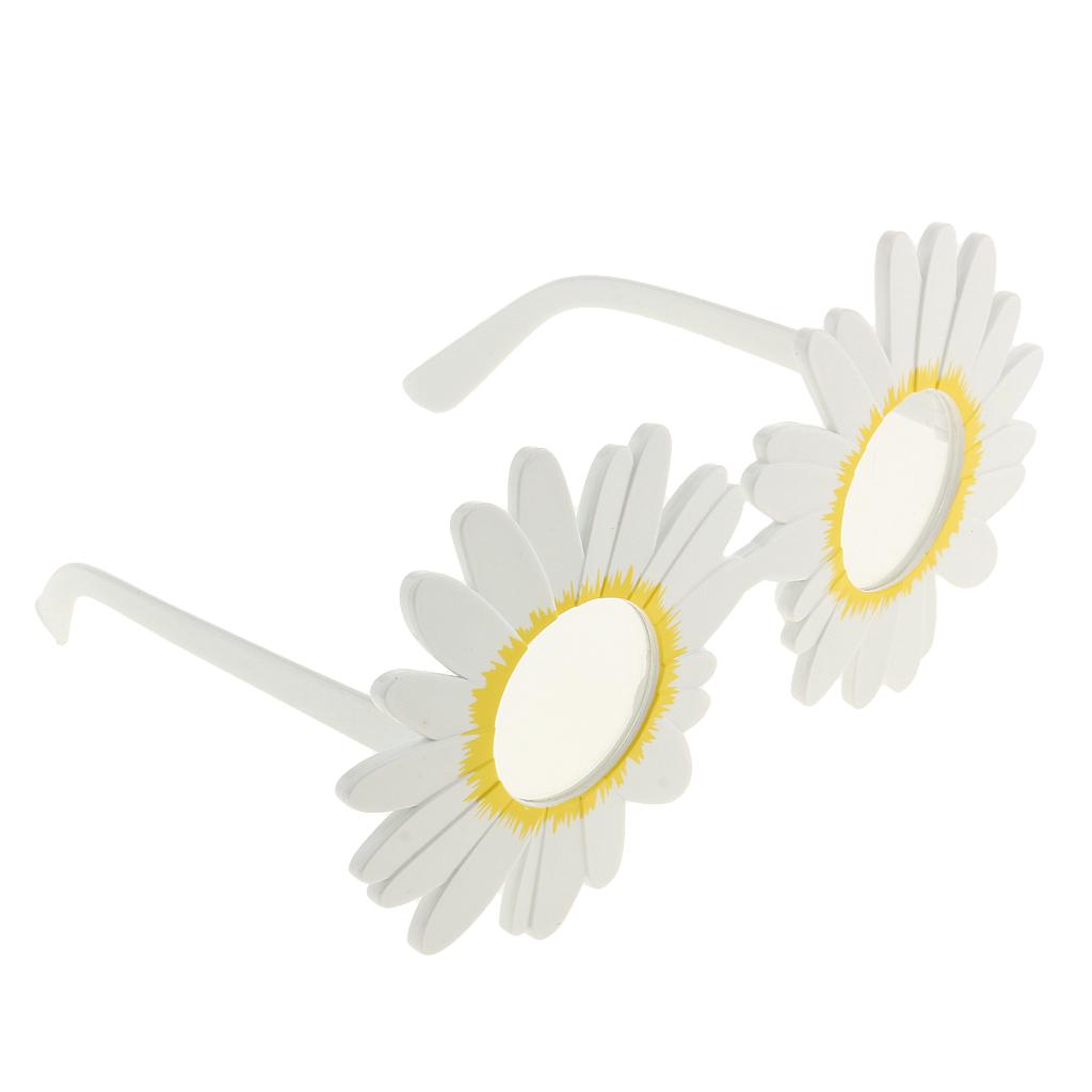 5pcs Daisy Eyeglasses Flower Glasses Fancy Dress Funny Sunglasses White