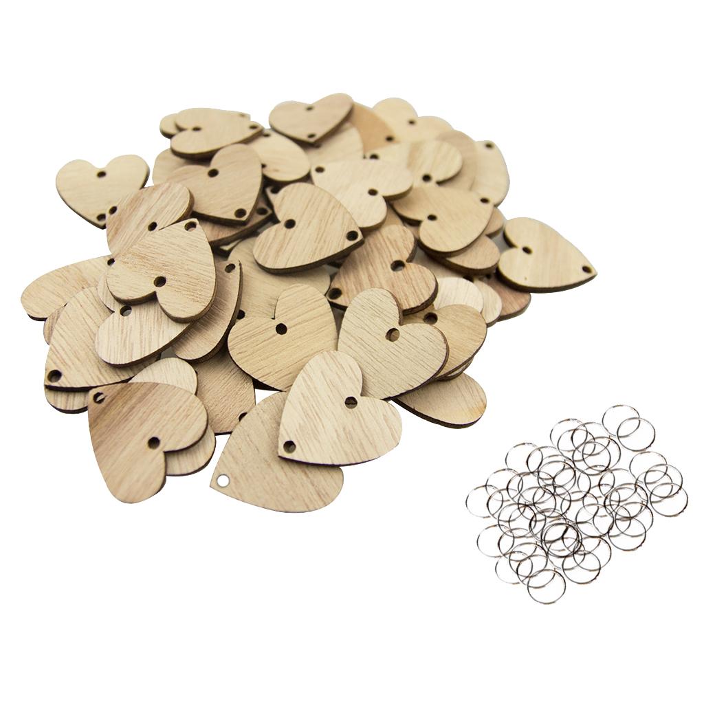 100 Pieces Solid Wooden Grain Chips Circles Discs Board Tags Craft