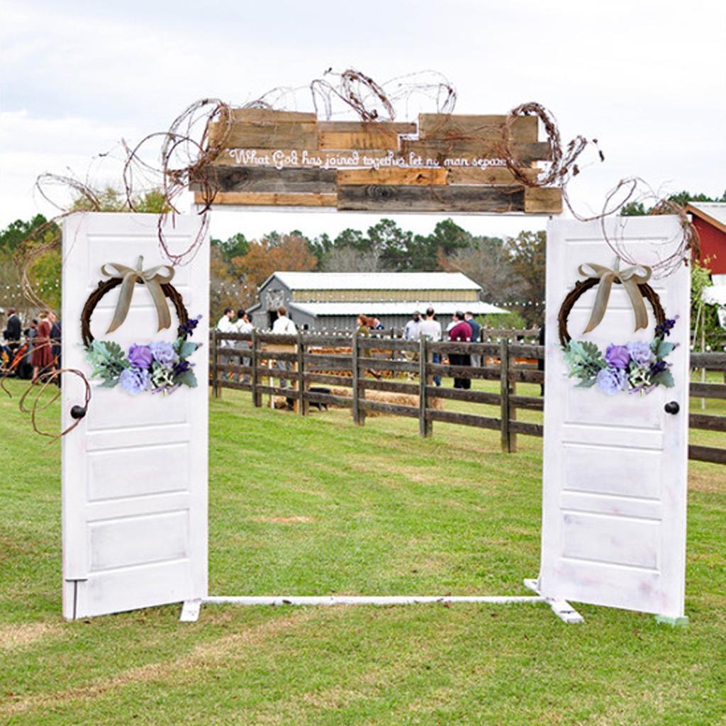 2pcs Rattan Artificial Flower Wreath Front Door Wreath Wedding Decor Purple