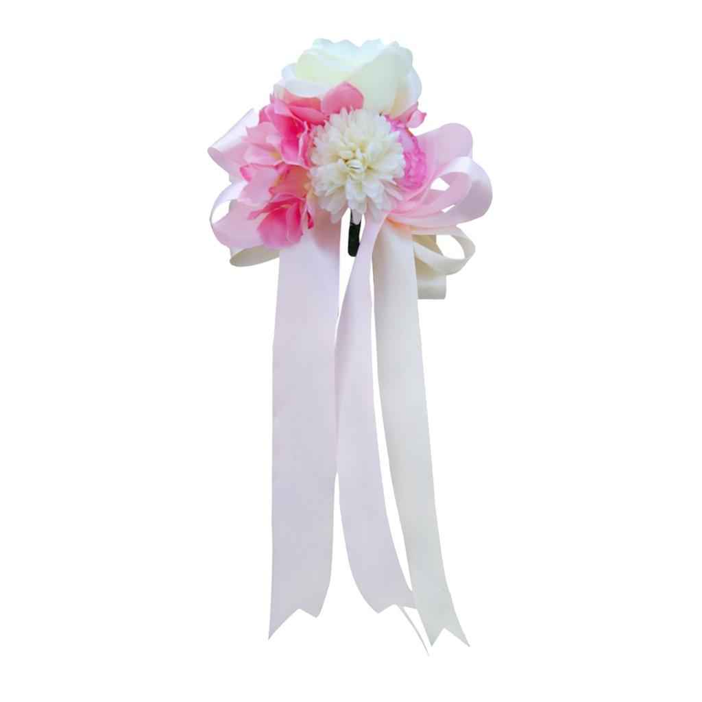 Wedding Car Artificial Silk Flower and Ribbon Party Decor Kit Pink