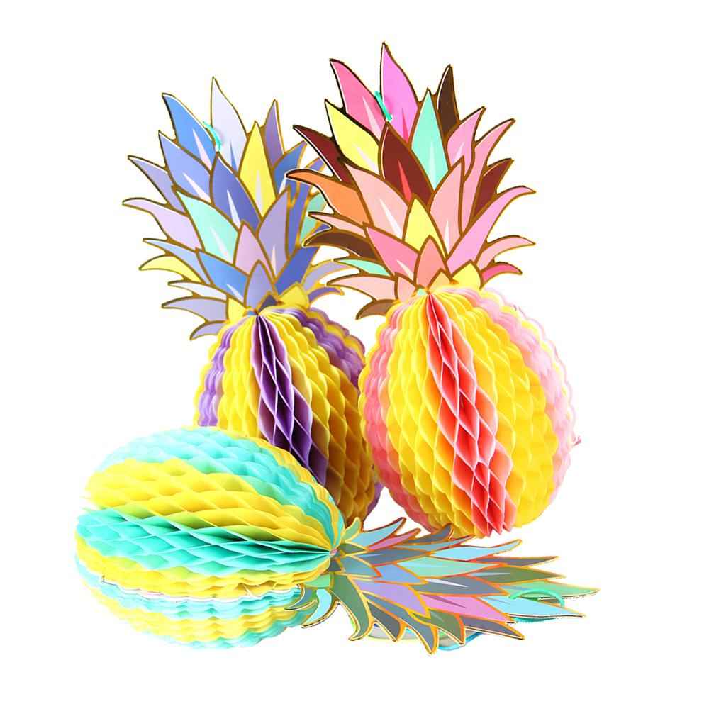 Set of 3pcs Colorful Paper Pineapple Honeycomb Wedding Party Table Decoration