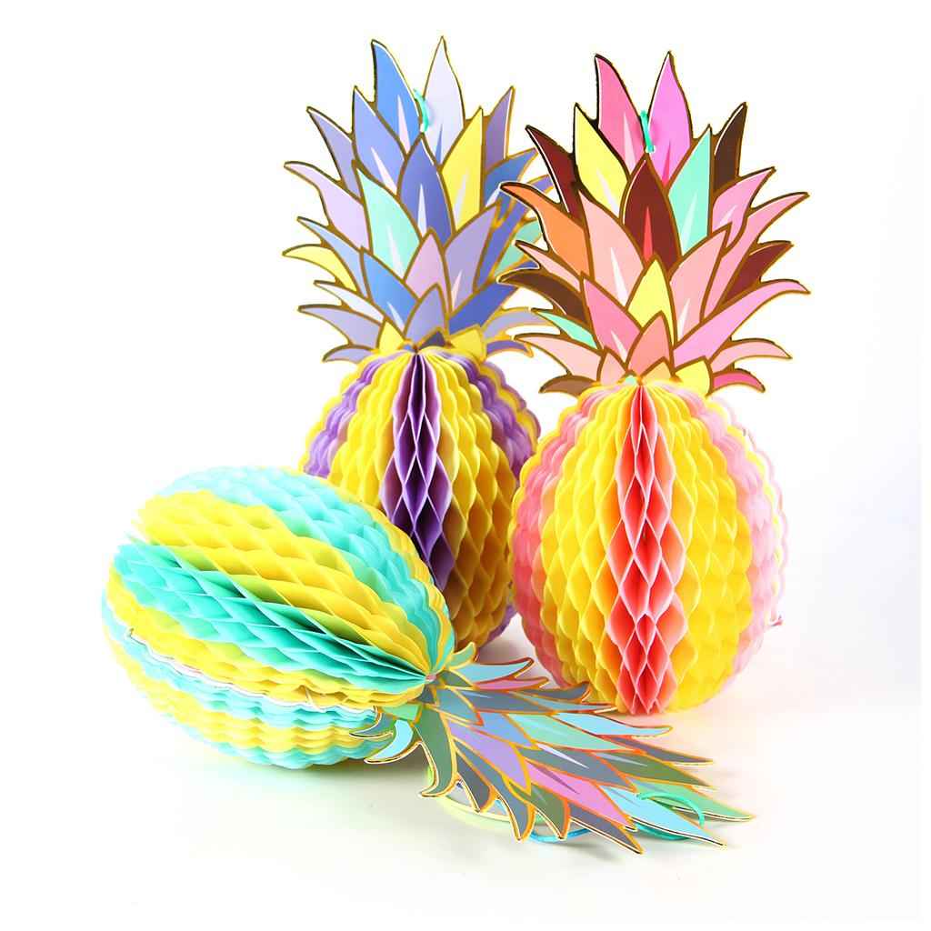 Set of 3pcs Colorful Paper Pineapple Honeycomb Wedding Party Table Decoration