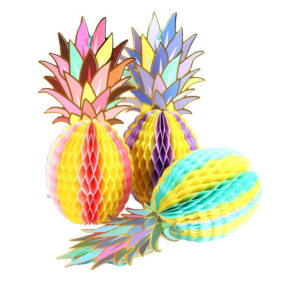 Set of 3pcs Colorful Paper Pineapple Honeycomb Wedding Party Table Decoration