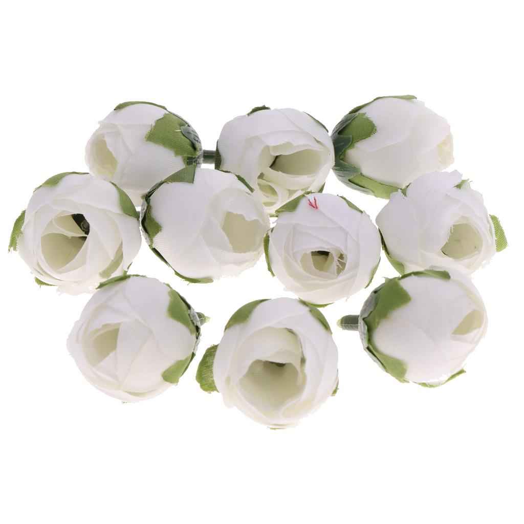 Silk Flower Head Buds DIY Craft Wedding Headband Clip Decor White