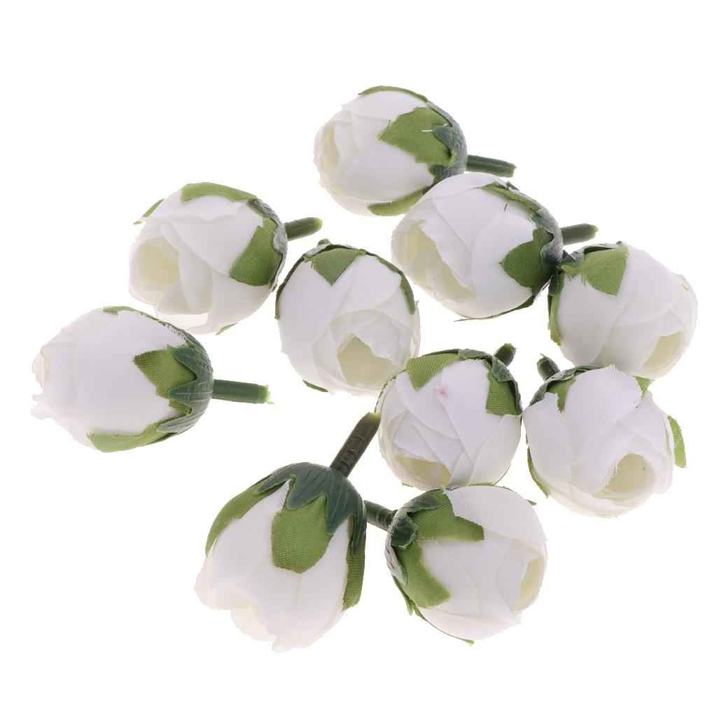 Silk Flower Head Buds DIY Craft Wedding Headband Clip Decor White