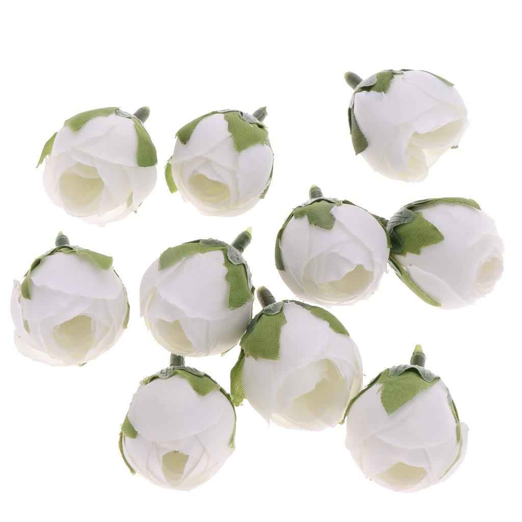 Silk Flower Head Buds DIY Craft Wedding Headband Clip Decor White
