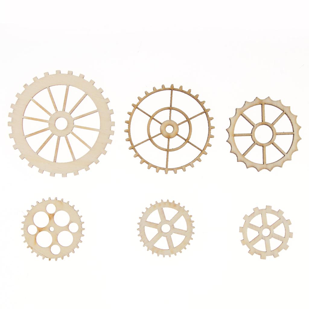 144pcs Gear Wheel Cutout Wooden Chips Scrapbooking Embellishment Craft