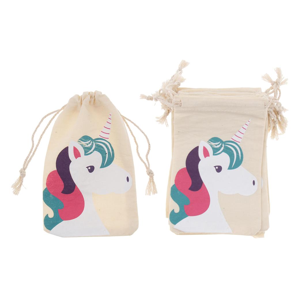 20pcs Unicorn Cotton Linen Sack Jewelry Pouch Drawstring Bag Wedding Favor