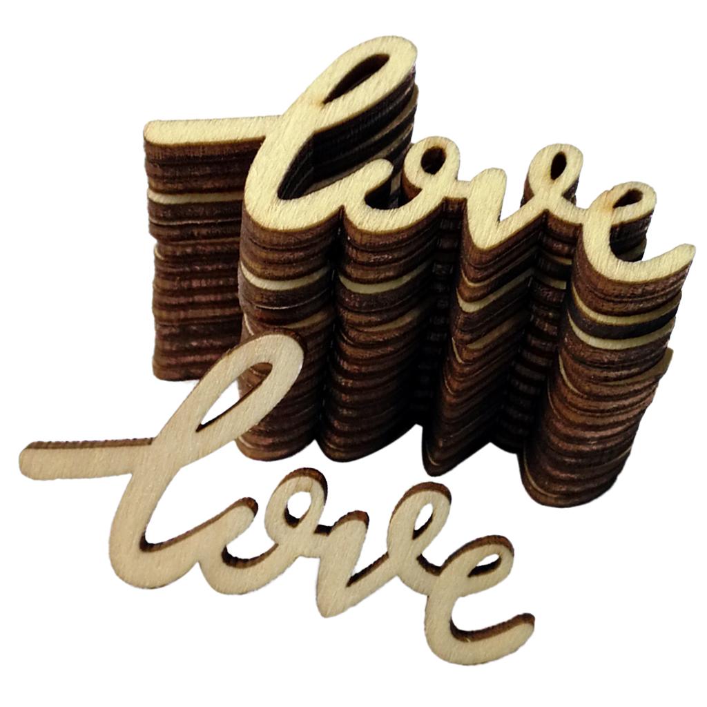 30pcs Handcraft Wooden Cut LOVE Wooden Pieces Embellishment DIY Crafts
