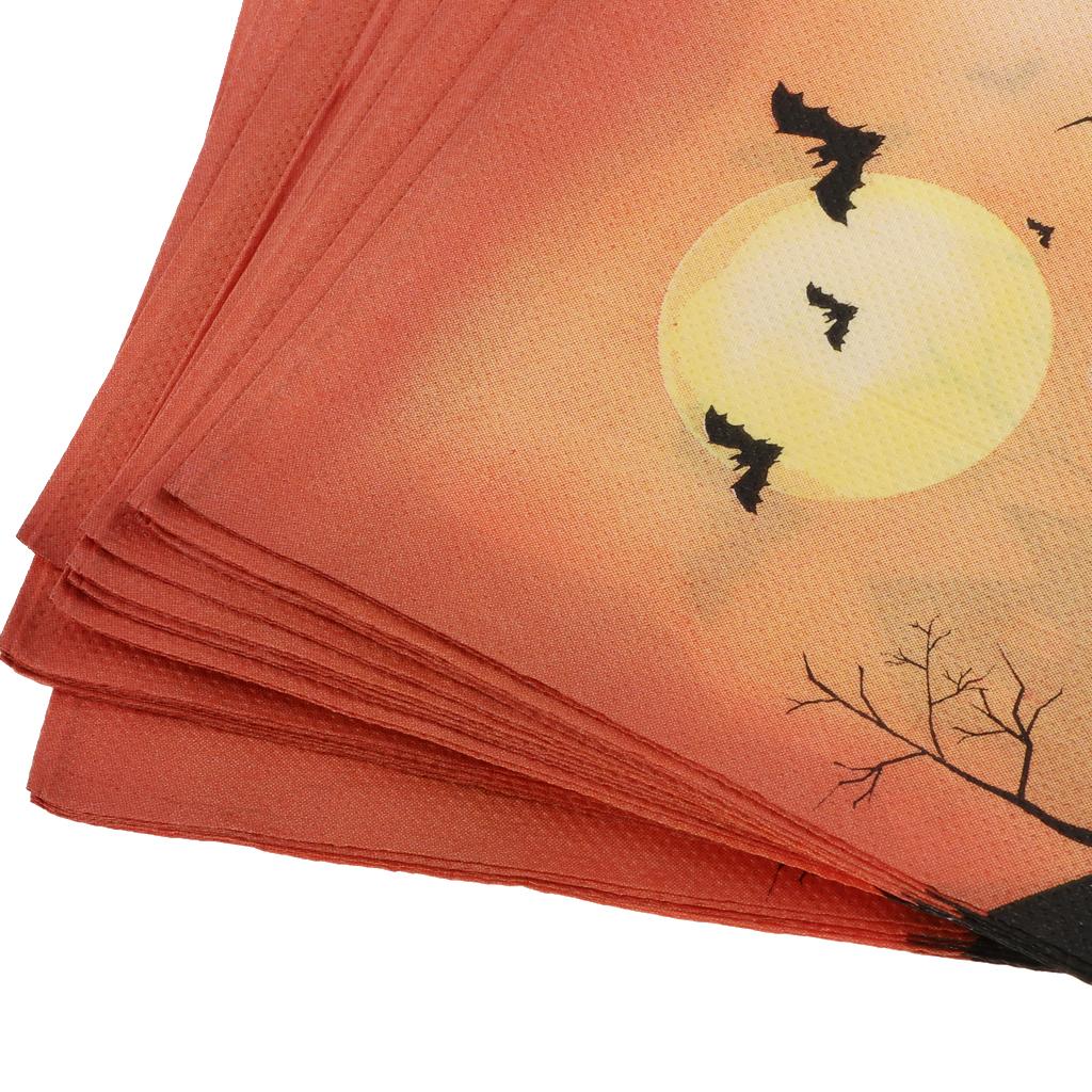 40pcs Happy Halloween Pumpkin Bat Paper Napkin Disposable Napkin Tableware