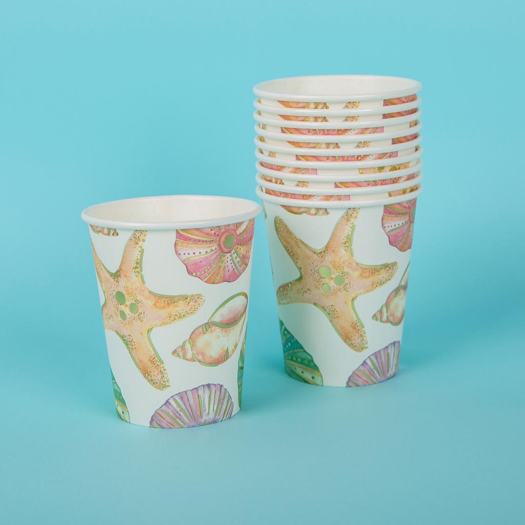 20pcs Starfish Sea Snail Disposable Cup Birthday Party Tableware Decoration