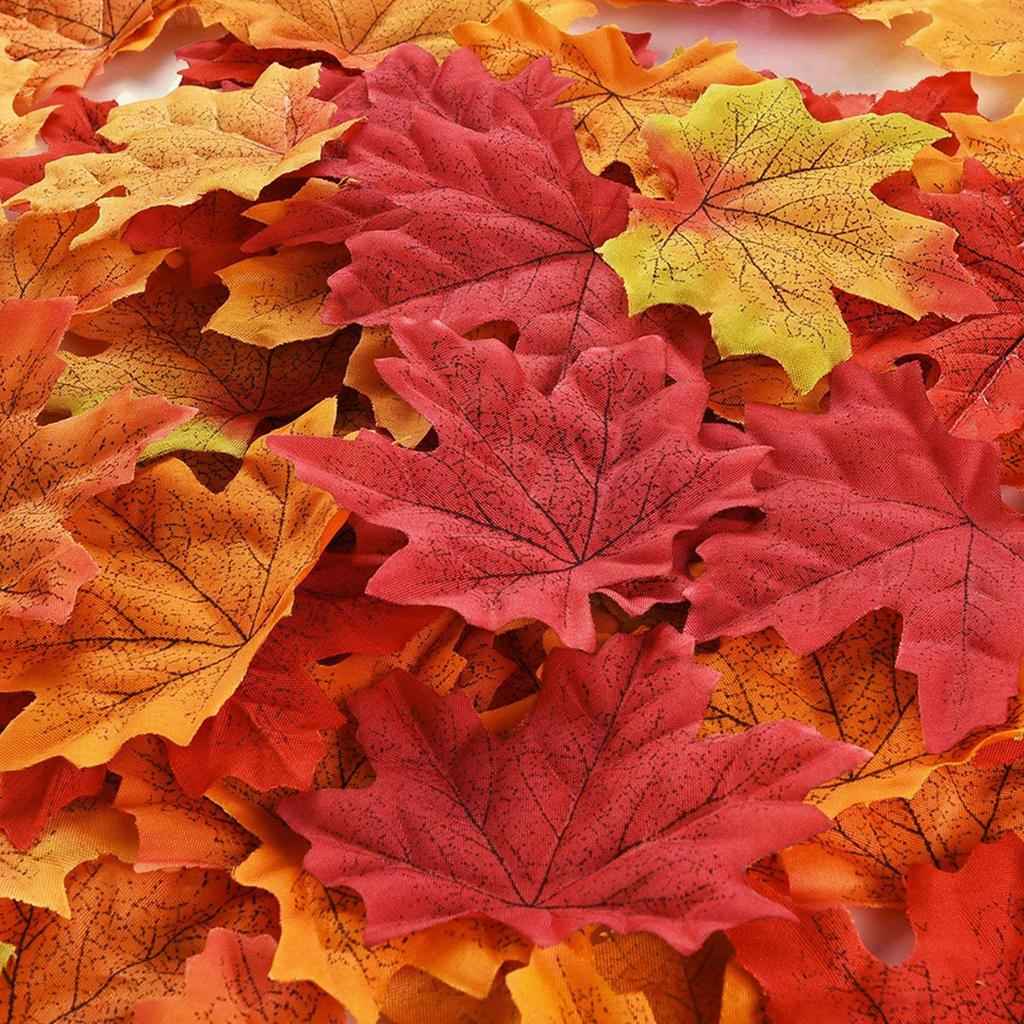 200pcs Artificial Maple Leaves Autumn Fall Leaf Wedding Thanksgiving Decor