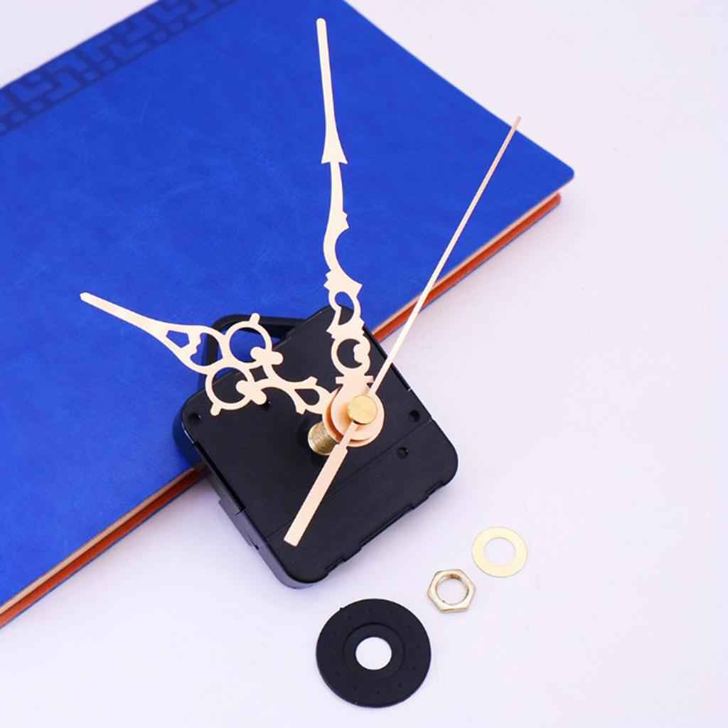 Quartz Clock Movement Mechanism Long Spindle Gold Metal Hands Kit DIY