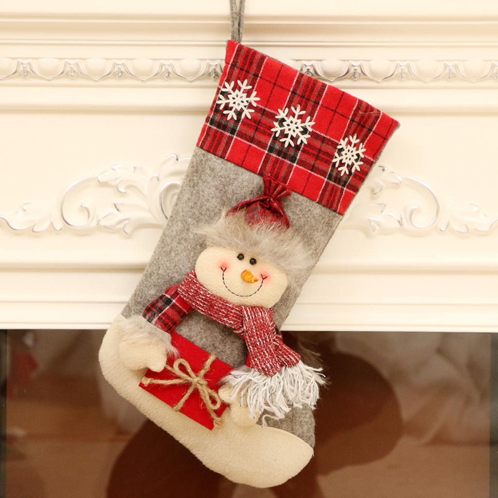 Chritsmas Stocking Socks Xmas Tree Decorations Holiday Present for Friends Snowman
