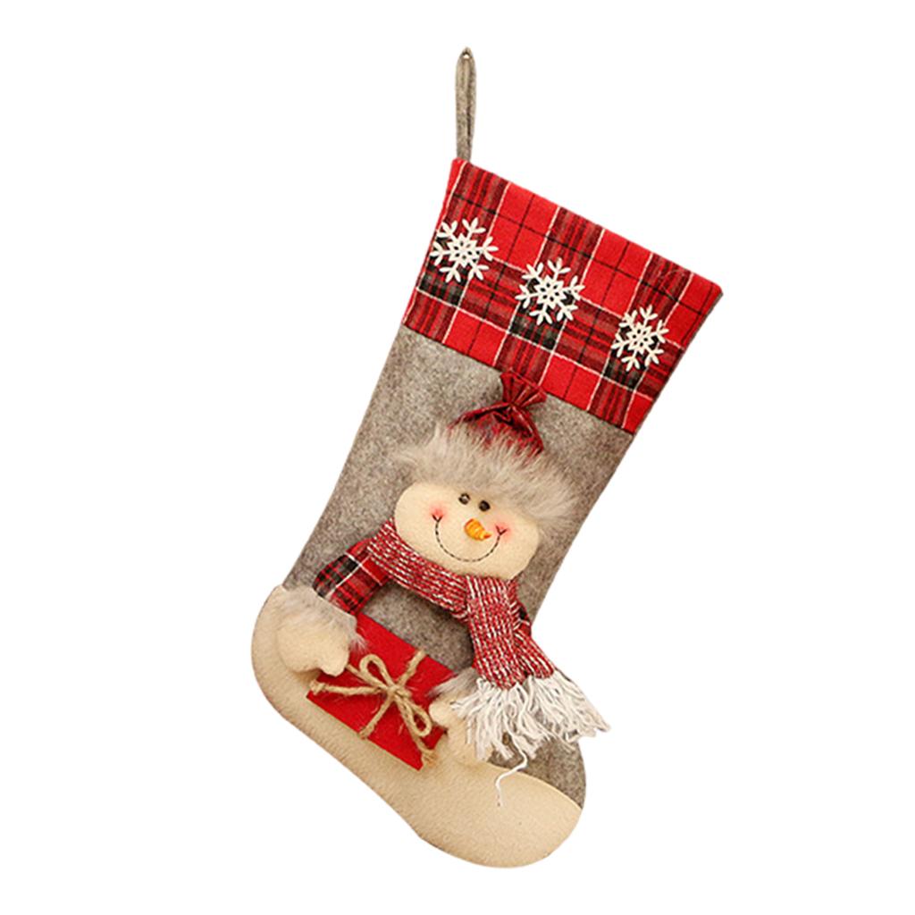 Chritsmas Stocking Socks Xmas Tree Decorations Holiday Present for Friends Snowman