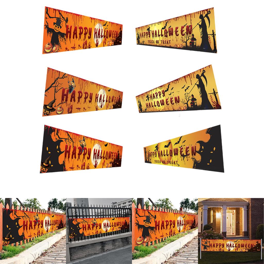 98''x18'' Happy Halloween Banner Events Graveyard Decor Hanging Flag Style A