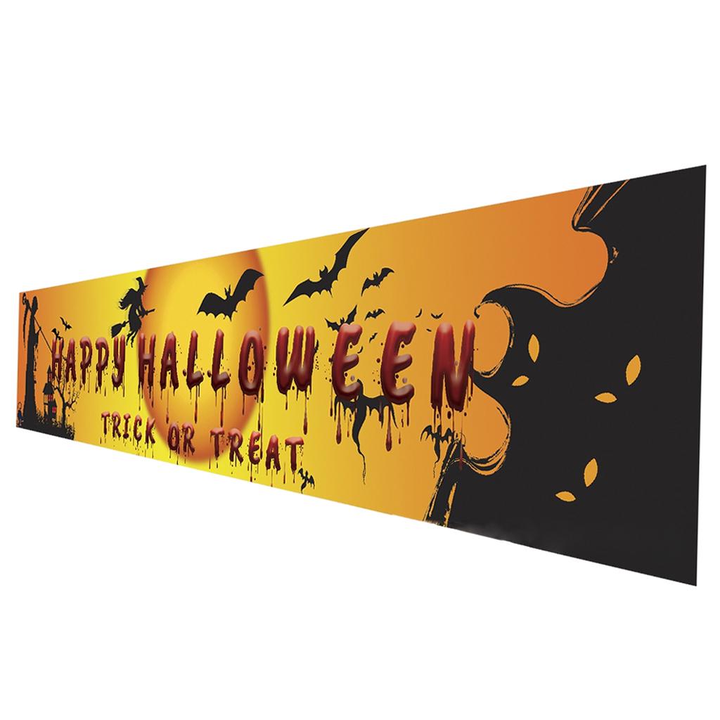 98''x18'' Happy Halloween Banner Events Graveyard Decor Hanging Flag Style C