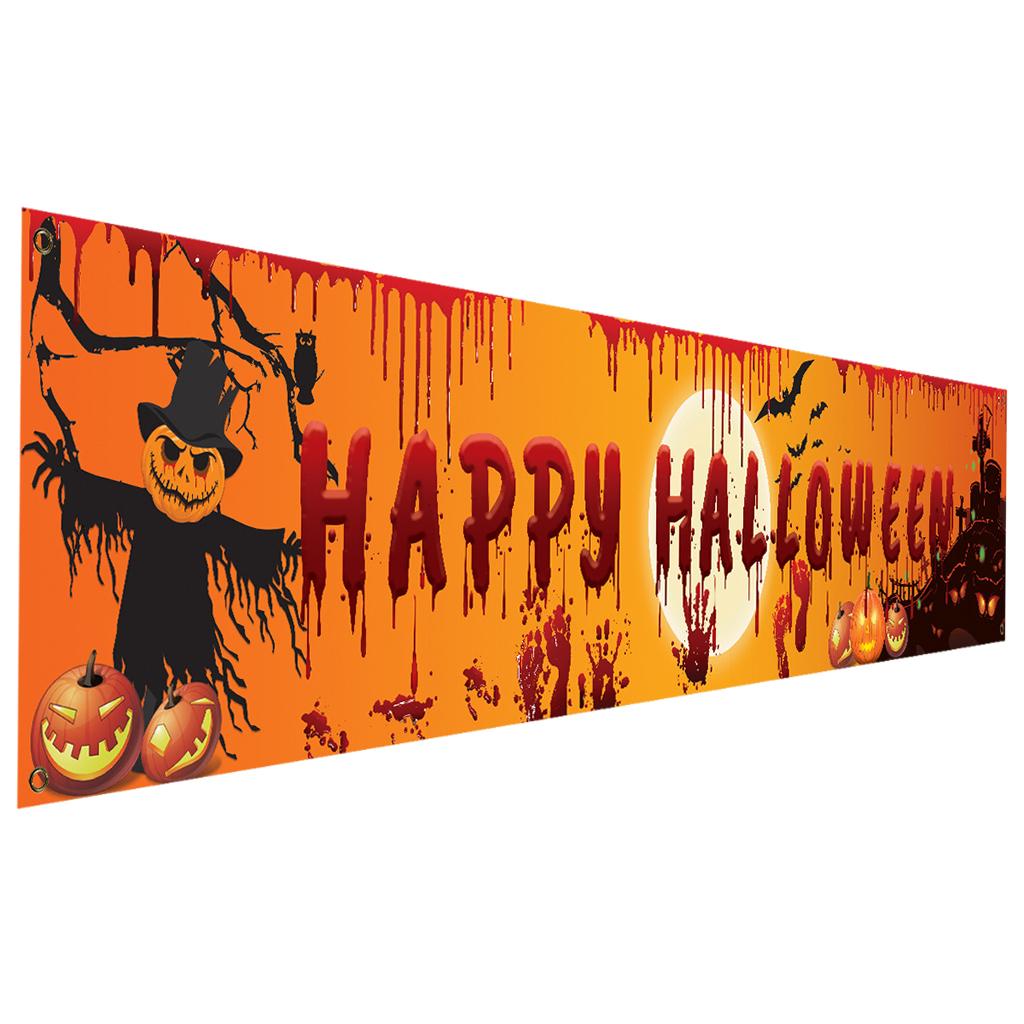 98''x18'' Happy Halloween Banner Events Graveyard Decor Hanging Flag Style F