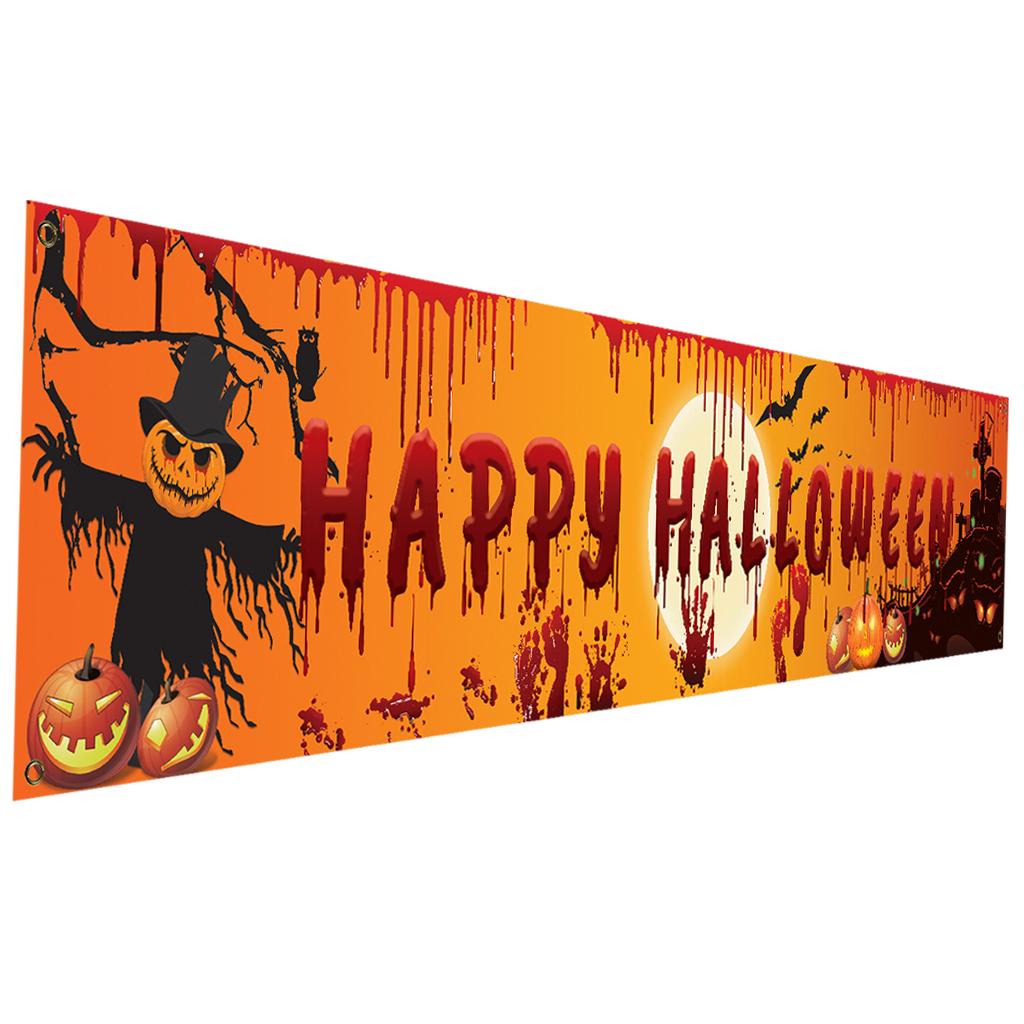 98''x18'' Happy Halloween Banner Events Graveyard Decor Hanging Flag Style F