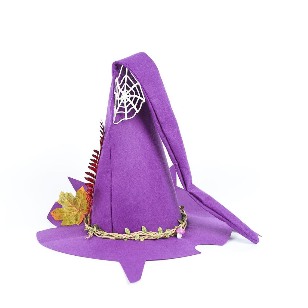 Child Witch Hat Halloween Classic Fun Tall Kid Witch Costume Party Hat Purple