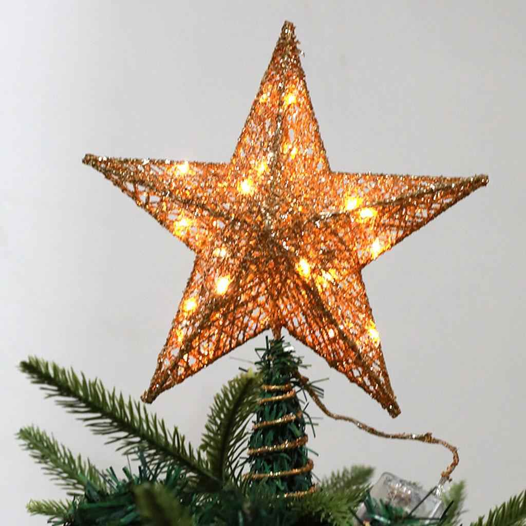 Tree Top Light Decorative Romantic Treetop Star Topper Lights for Party 20cm Champagne Gold