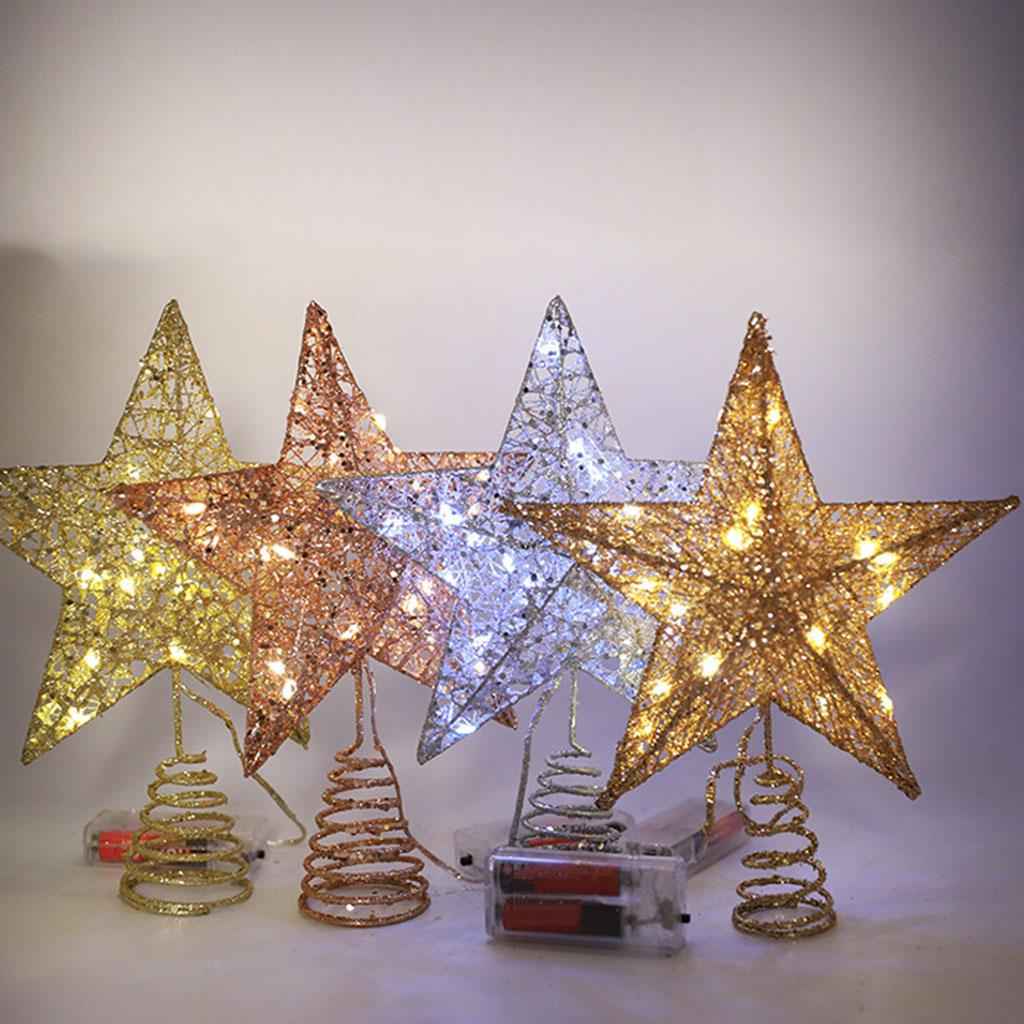 Tree Top Light Decorative Romantic Treetop Star Topper Lights for Party 20cm Champagne Gold