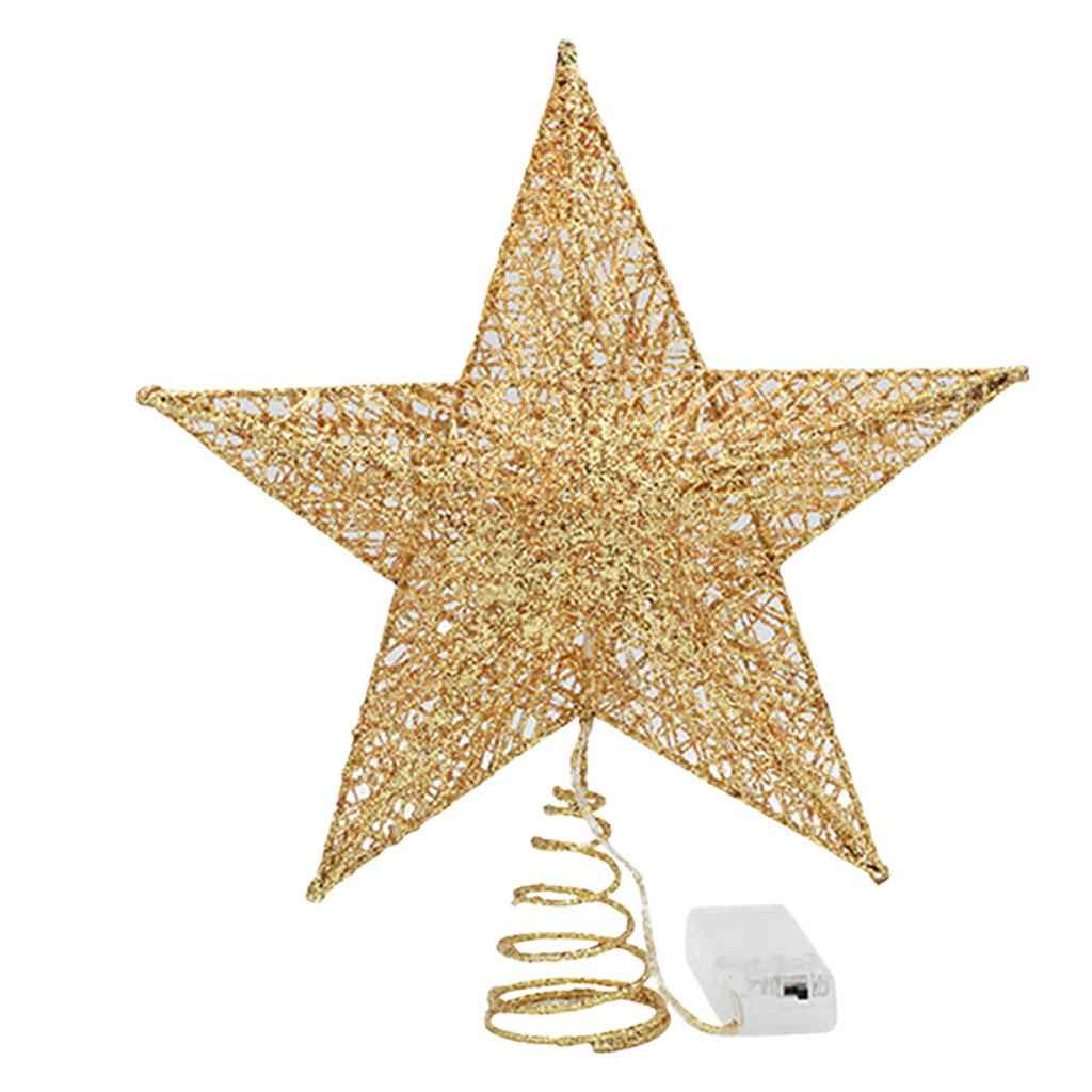 Tree Top Light Decorative Romantic Treetop Star Topper Lights for Party 20cm Champagne Gold
