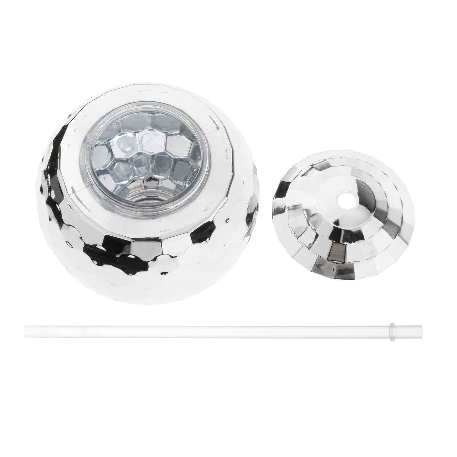 2 Pieces 20 Ounce Disco Ball Cup Cocktail Cup Tea Bottle for Bar Wine Glass Silver