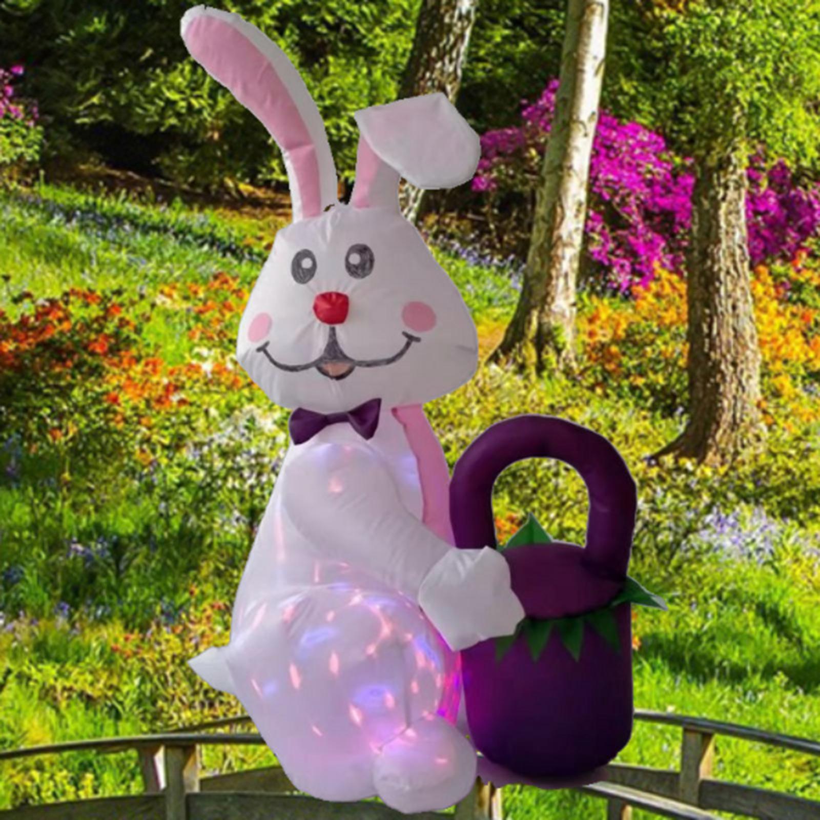Cute LED Lights Easter Inflatable Decoration Welcome Sign for Lawn Decor