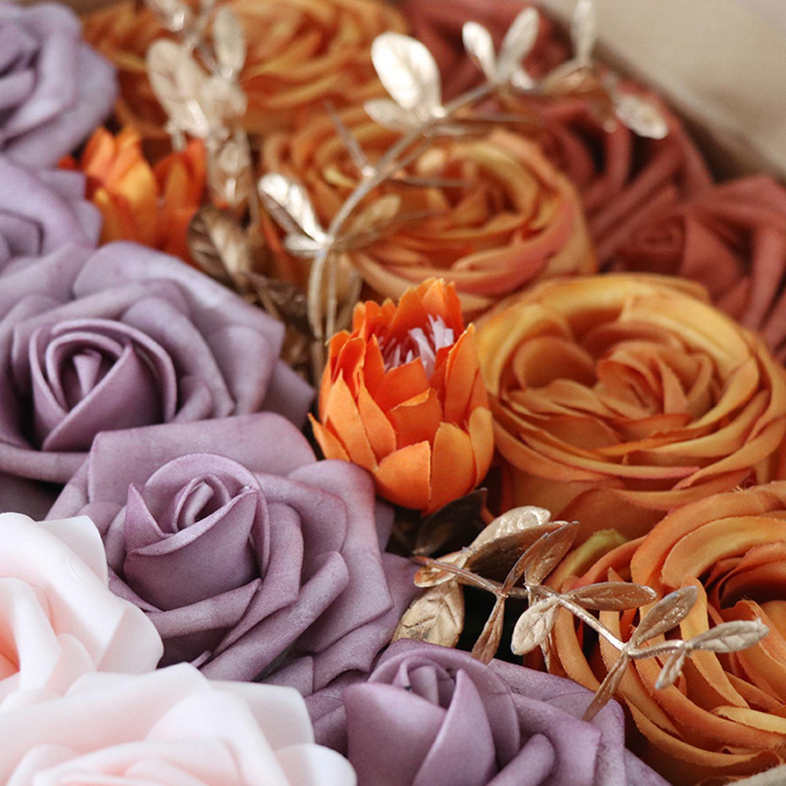 Artificial Flowers Combo Box Set Easy to Operate for Shower Party Decor Orange Purple Pink