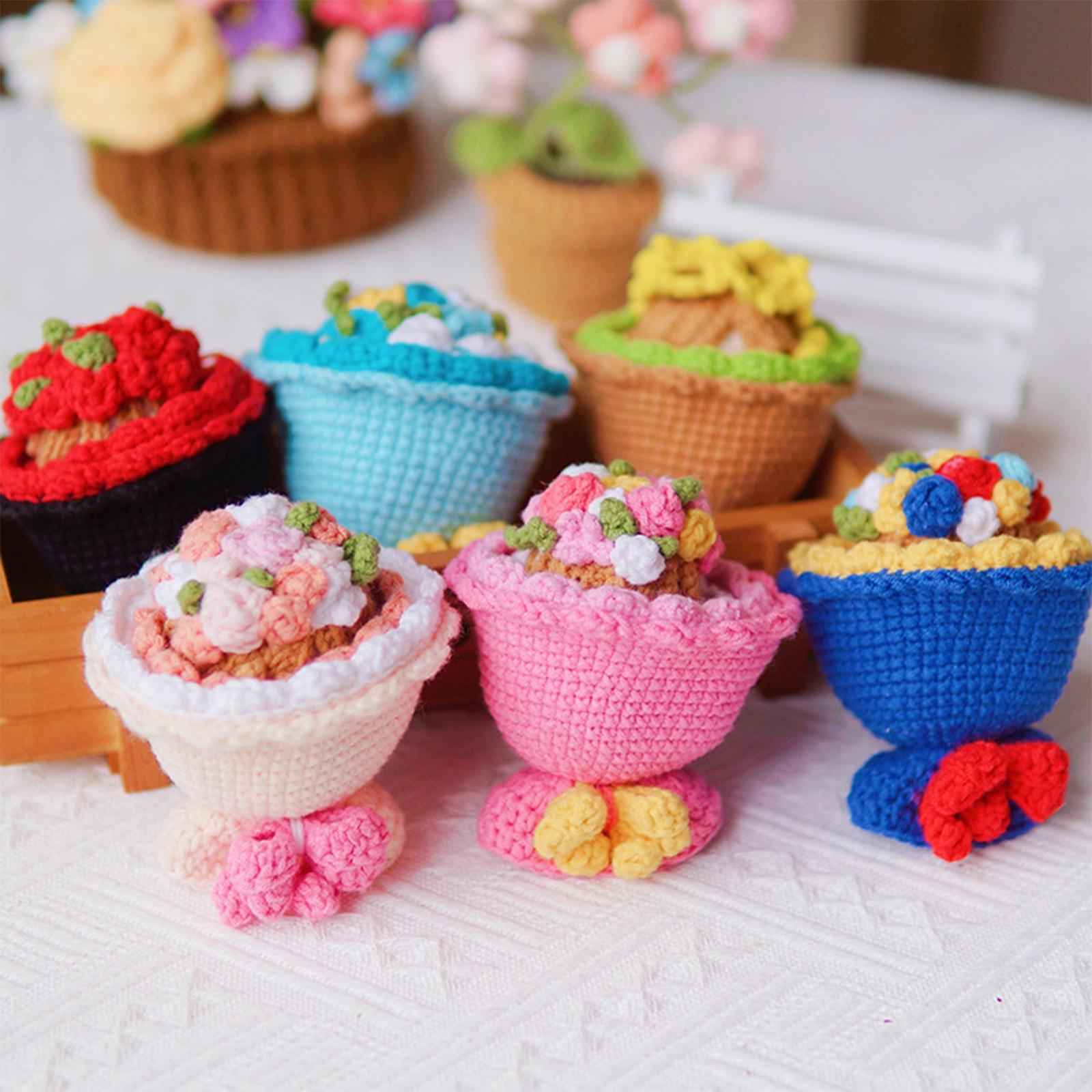 DIY Crochet Stuffed Bride Doll Room Decoration for Wife Girls Boys Women Pink White