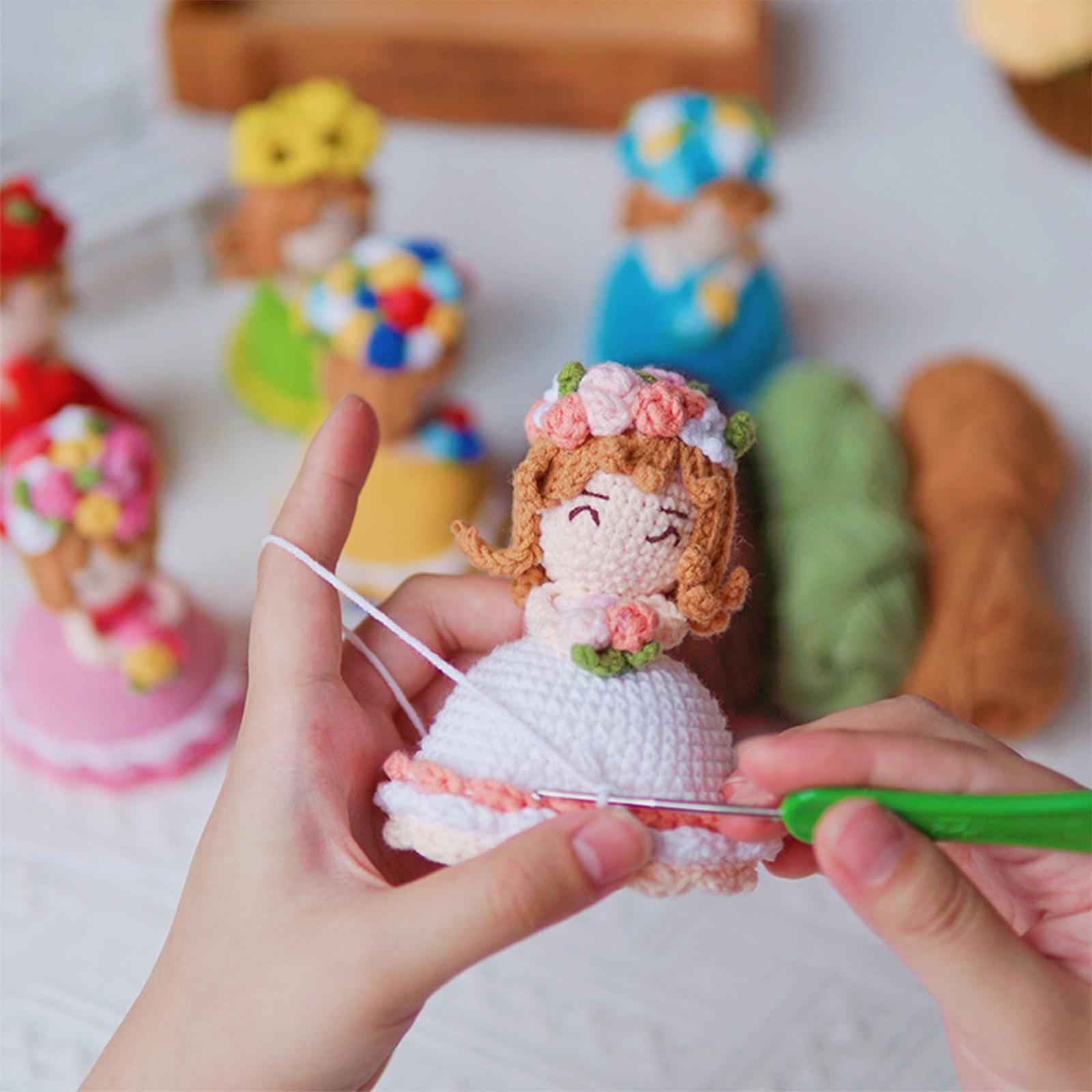 DIY Crochet Stuffed Bride Doll Room Decoration for Wife Girls Boys Women Pink White