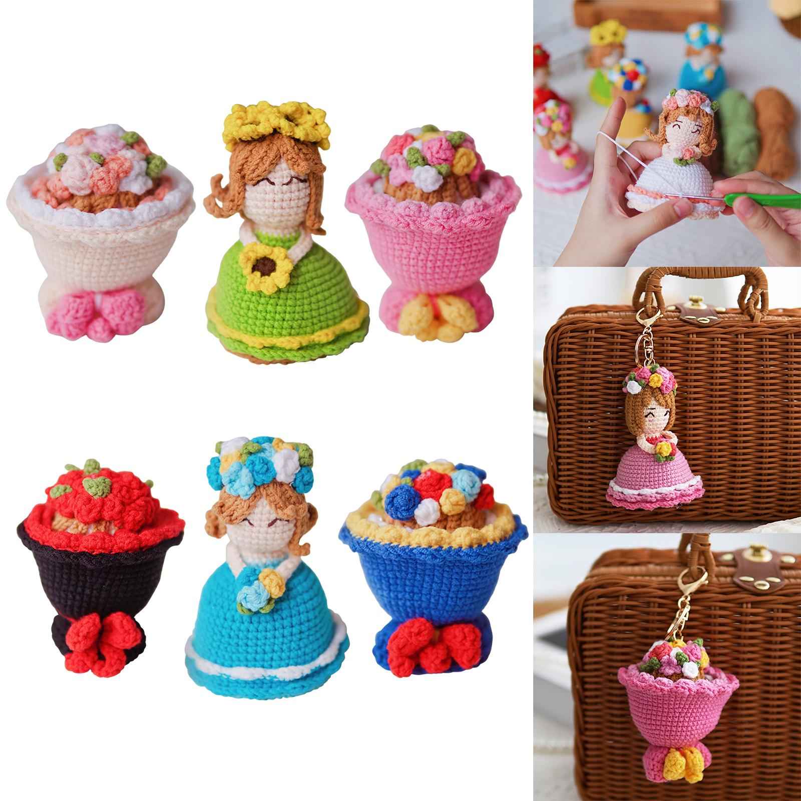 DIY Crochet Stuffed Bride Doll Room Decoration for Wife Girls Boys Women Pink White