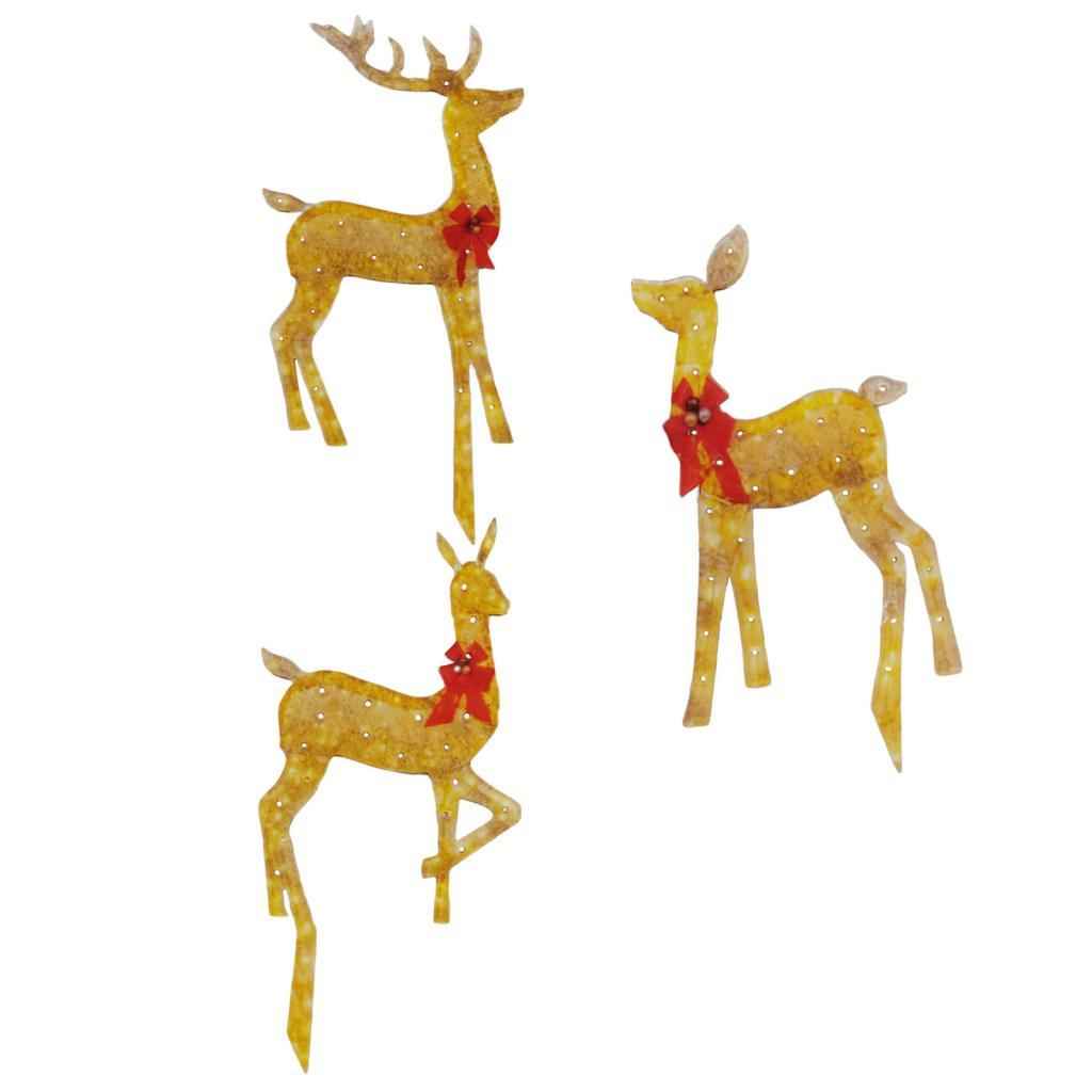 Christmas Deer Yard Ornament with Red Bows Glowing for Outside Garden Home Large