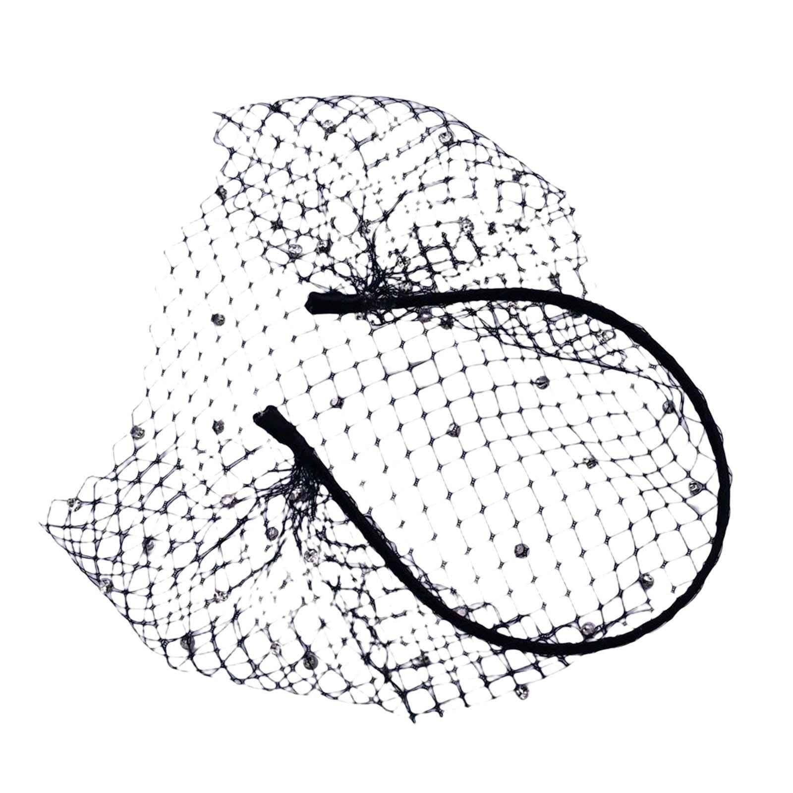 Fascinator Mesh Face Veil Party Headdress Tea Birdcage Veil Elegant for Girl Black