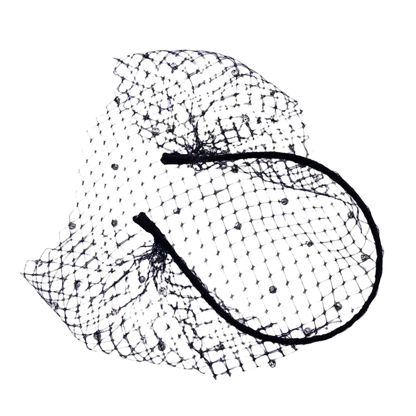 Fascinator Mesh Face Veil Party Headdress Tea Birdcage Veil Elegant for Girl Black