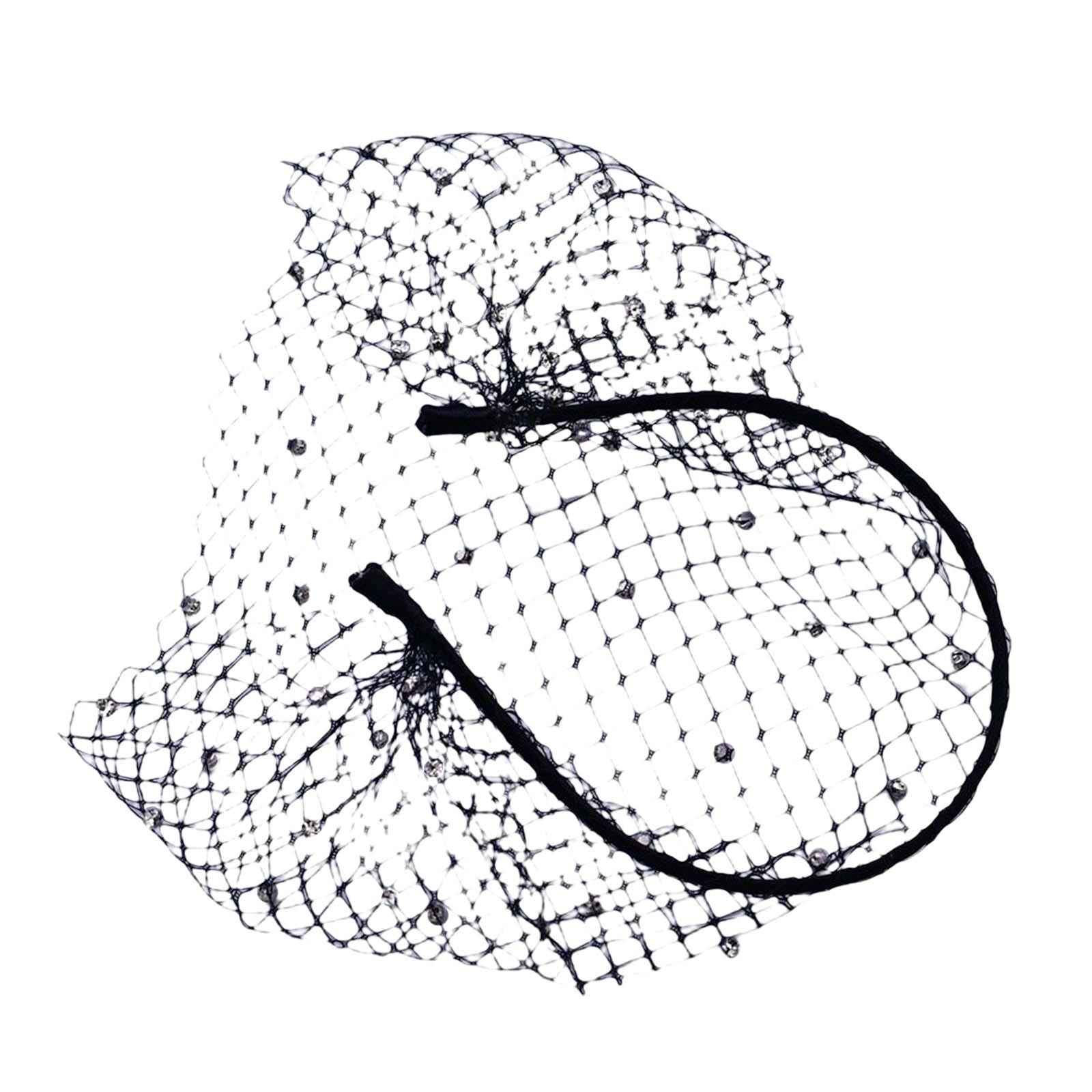Fascinator Mesh Face Veil Party Headdress Tea Birdcage Veil Elegant for Girl Black
