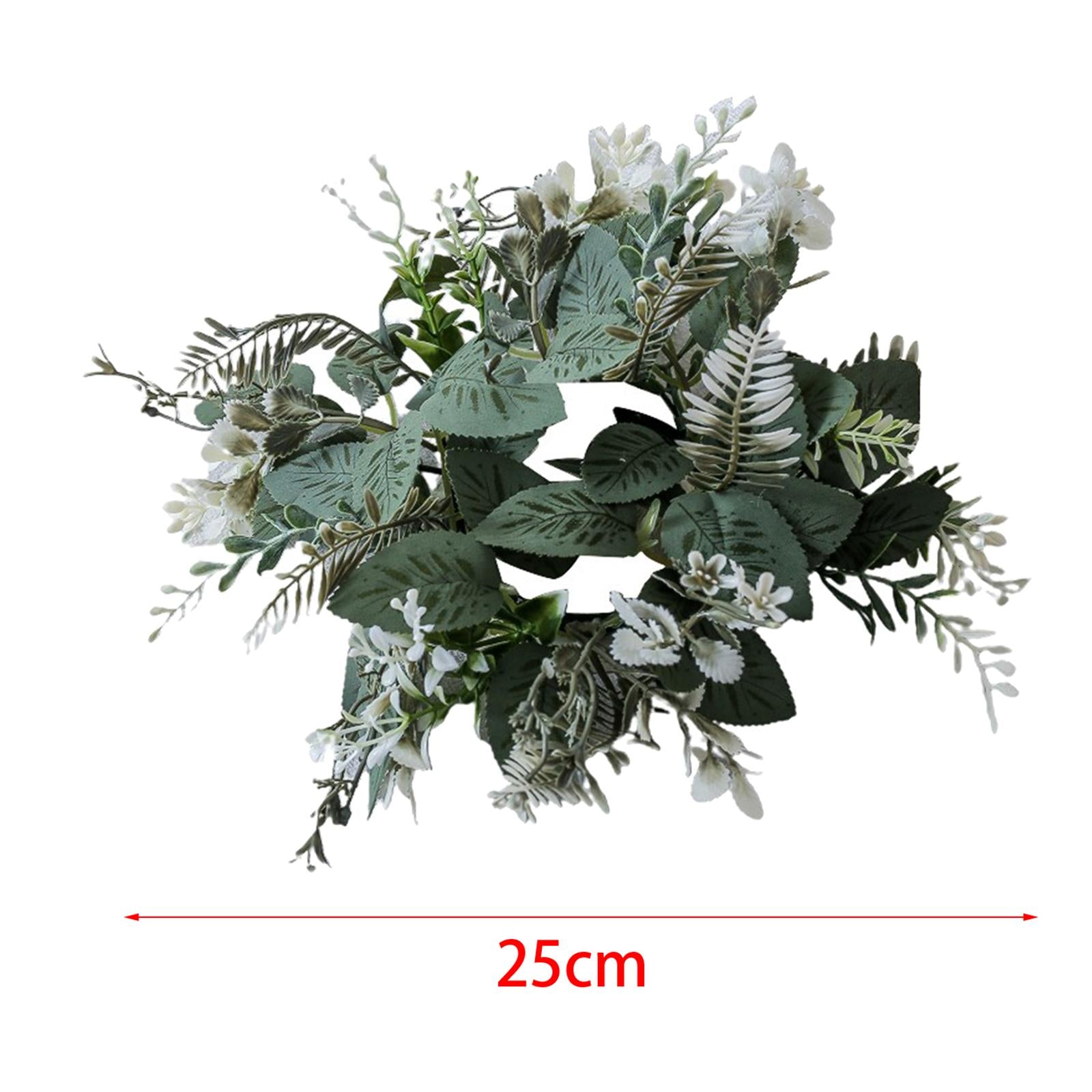 2xCandle Ring Wreaths Artificial Greenery Candle Wreath for Home Cafe Tabletop