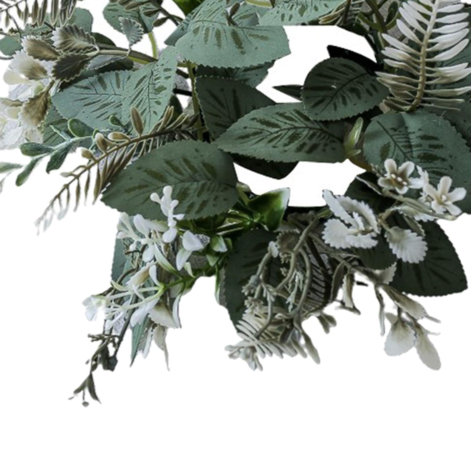 2xCandle Ring Wreaths Artificial Greenery Candle Wreath for Home Cafe Tabletop